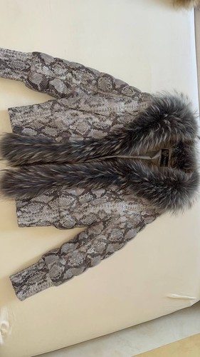 Pythonlederjacke mit echtpelz - pythonlederjacke,