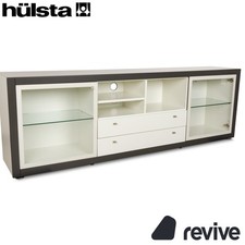 Hülsta Xelo Holz Glas Sideboard Weiß Grau Glas Schubladen Vitrine Mediaboard