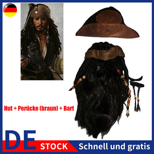 Braune perücke hut bart - perücke,