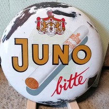 Juno Josetti Emailleschild Zigaretten, 40cm Durchmesser JUNO, "bitte" Reklame 