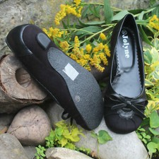 Schuhe Ballerinas Slipper Schwarz mit Schleife Damen Mädchen Gr 37 38 39 Neu 