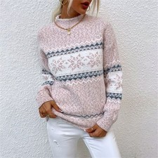Damen Pullover Strickpullover Pulli Halbhoher Hals Sweater Langarm Oberteile