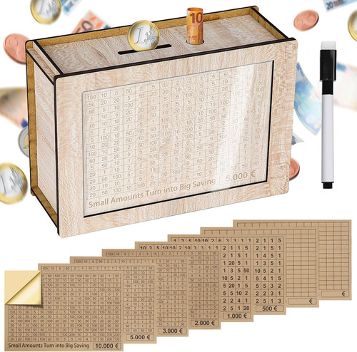 Spardose holz mit marker - spardose,