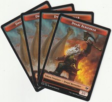 ✪ 4 MAGIC The Gathering DWARF BERSERKER Red Creature Token PLAYSET KHM/EN 2021