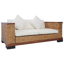 2-Sitzer-Sofa Mit Auflagen Braun Natur Rattan Couch