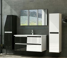 Badmöbel Set Weiss Schwarz