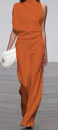 Damen jumpsuit lang - lang, orange
