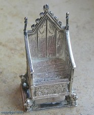 Stuhl Thron in 925 er Silber Miniatur Jugendstil Antik England London 