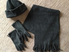 Set Mütze Schal Handschuhe aus Polyester Fleece plus Beutel NEU