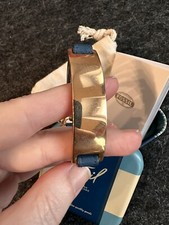 Fossil edles Armband Leder Armschmuck in Navy & Gravur Element in Roségold Steel