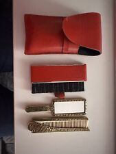 Seltenes  Miniatur-Spiegel- und Klappkamm-Set Mit Etui Und Mini Tischbese