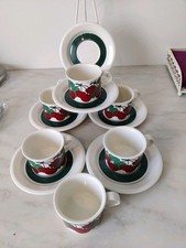 Arabia Kirsikka sechs Kaffeetassen und sechs Untertassen, insgesamt sechs Paare