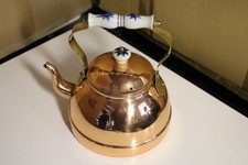 Wasser Teekanne Kupfer/Messing  mit Keramikgriff ca. 2 Liter