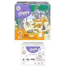 bella baby Happy Box Windeln Gr.2 Mini 3-6kg 156 St. + 8er Pack Feuchttücher