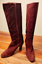 Vintage Stiefel Leder Gabor - Bordeaux / Burgunder-rot, Engschaft, Gr. 38 / 5,5 