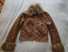 Steppjacke/Unterjacke hellbraun mit Zottelfell 36-38