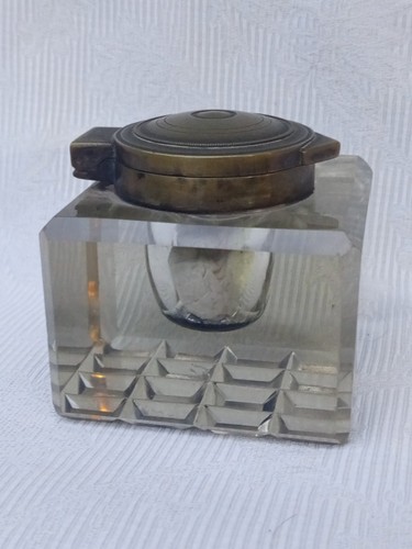 Tintenfass glas messing - tintenfass,