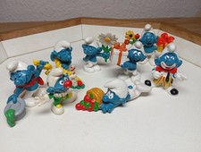 8 Schlümpfe Schleich Bully - Schlumpf Sammlung Thema Feiern Blumen Geschenke 