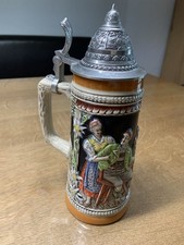 GERZ Bierkrug, 1/2 Liter,  Froh beim bier, das lieben wir Mit Zinndeckel Top