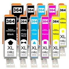 10er Set für HP 364 XL mit Fotoschwarz für Photosmart 7510 7520 D7560