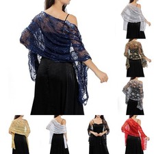 Schillerndes Silber Pailletten Glitzer Perlen Tuch Schal Halstuch für glamourö