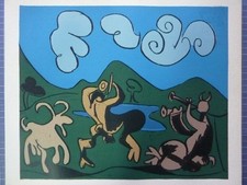 PABLO PICASSO - Linolschnitt 1962 "Zwei Satyrn und Ziege" !!