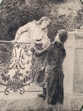 Kohlezeichnung Romantik Liebespaar Personen Mann & Frau 19 Jh