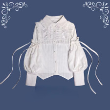 Lolita Spitze Mädchen Dame Bluse Top Shirt Rüschen viktorianisch Puffärmel Retro süß