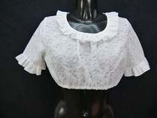 Gr.40 Dirndlbluse süße Bluse für Dirndl aus Spitze Rüschen Trachtenbluse B8902