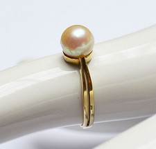 Edler Damenring Damen Ring 14 Karat 585 Gold 2,1 g Gelbgold Perle Gr. 50