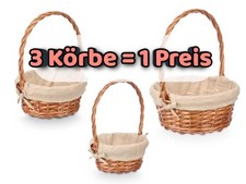 Set aus 3 Weidenkörbe rund Weidenkorb Präsentkorb Korb