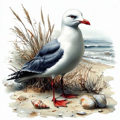 Wandbild möwe strand - möwe,