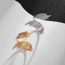 ✨ Edelstahl Damenring Frauenring Silber Gold Elegant Flügel Schmuck Geschenk 💍✨