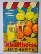 SCHULTHEISS LIMONADE Berlin BLECHSCHILD # original 50er Jahre # signiert JACHE