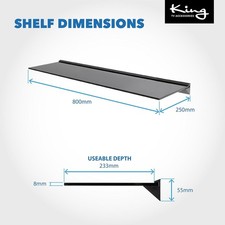 Wandregal aus Glas, 80cm, schwarz