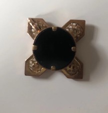 Anhänger Viktorianisches Kreuz Gestempelt Mit Schwarzem Onyx (?) Stein