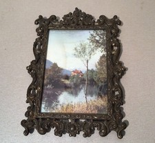 Antiker Messing Miniatur-Bilderrahmen mit Barock Motiv Made in Italy | 12 x17 cm