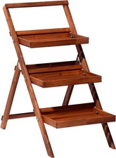 Dobar Pflanztreppe mit drei Stufen braun Blumentreppe Blumenregal Blumenleiter 