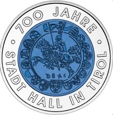 25 Euro Münze 700 Jahre Stadt Hall - Silber Niob Österreich 2003