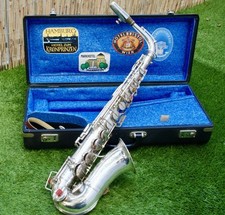 Antikes Couesnon Paris Alt-Saxophon versilbert Vintage mit Mundstück im Koffer