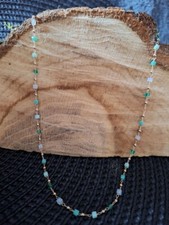 Grün goldener Perlen Choker Bunte Perlen Kette Wasserfest Strandschmuck