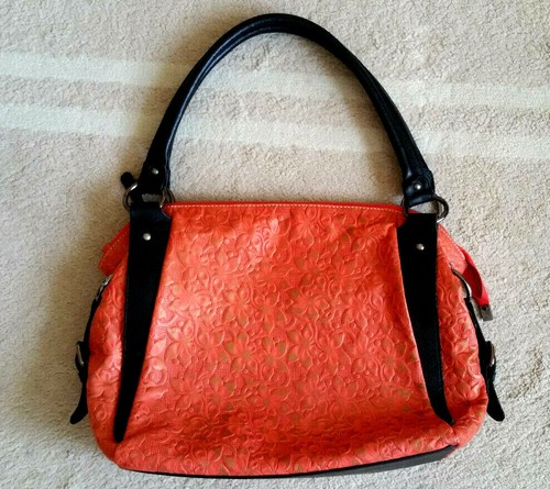 Handtasche leder orange - handtasche, gold
