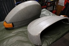 original Seitenhaube SATZ Hammerschlag Optik Vespa PX 125 200 innen Verschluss