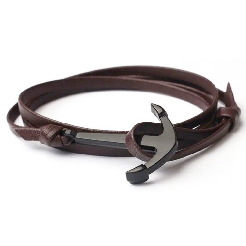 Leder anker armband schwarz - armband,