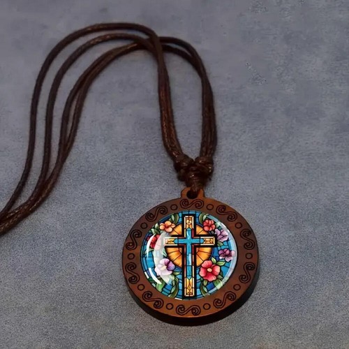 Holzkreuz halskette boho - holzkreuz,
