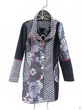 Patchwork Jacke Damen Samt Brokat Stickerei, grau, LÜLÜ H Gr. 40/M