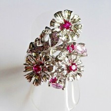 Pink Saphir Rubin Blüten Ring