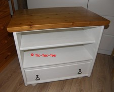 TV-/Fernsehwagen, Kiefer massiv, weiß lackiert, Deckplatte abnehmbar, Zustand ++