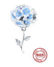 Charm Bead Kugel Blüte blau Geschenk 925 Sterling Silber