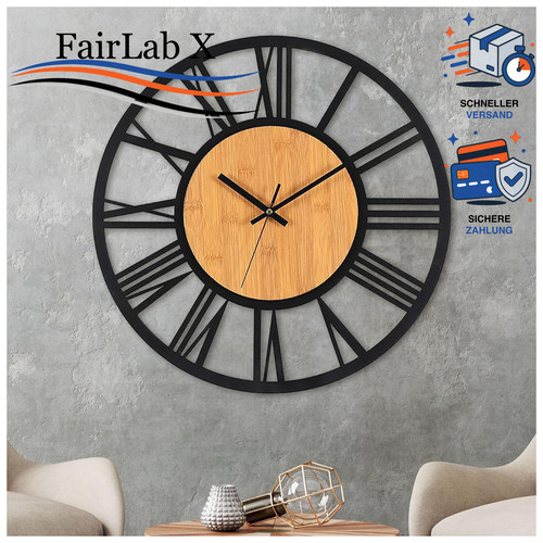 Wanduhr 40cm holz - holz, schwarz